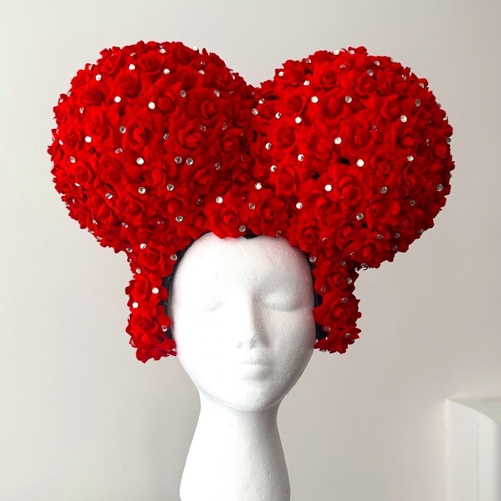 Red rose heart headpiece with crystals